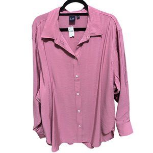 NWT Gap women’s size XL pink (Rosetta) button front open kick pleat tunic shirt
